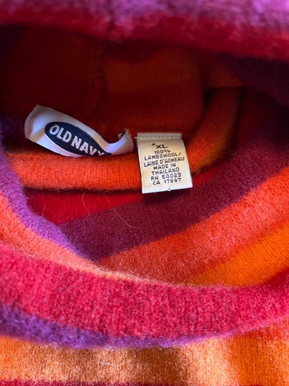 Old Navy Striped Cowl Neck Sweater in Red, Orange & Purple - Picture 2 of 5